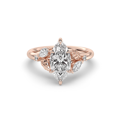 Marquise Shaped Three Stone Lab Grown Diamond Engagement Ring