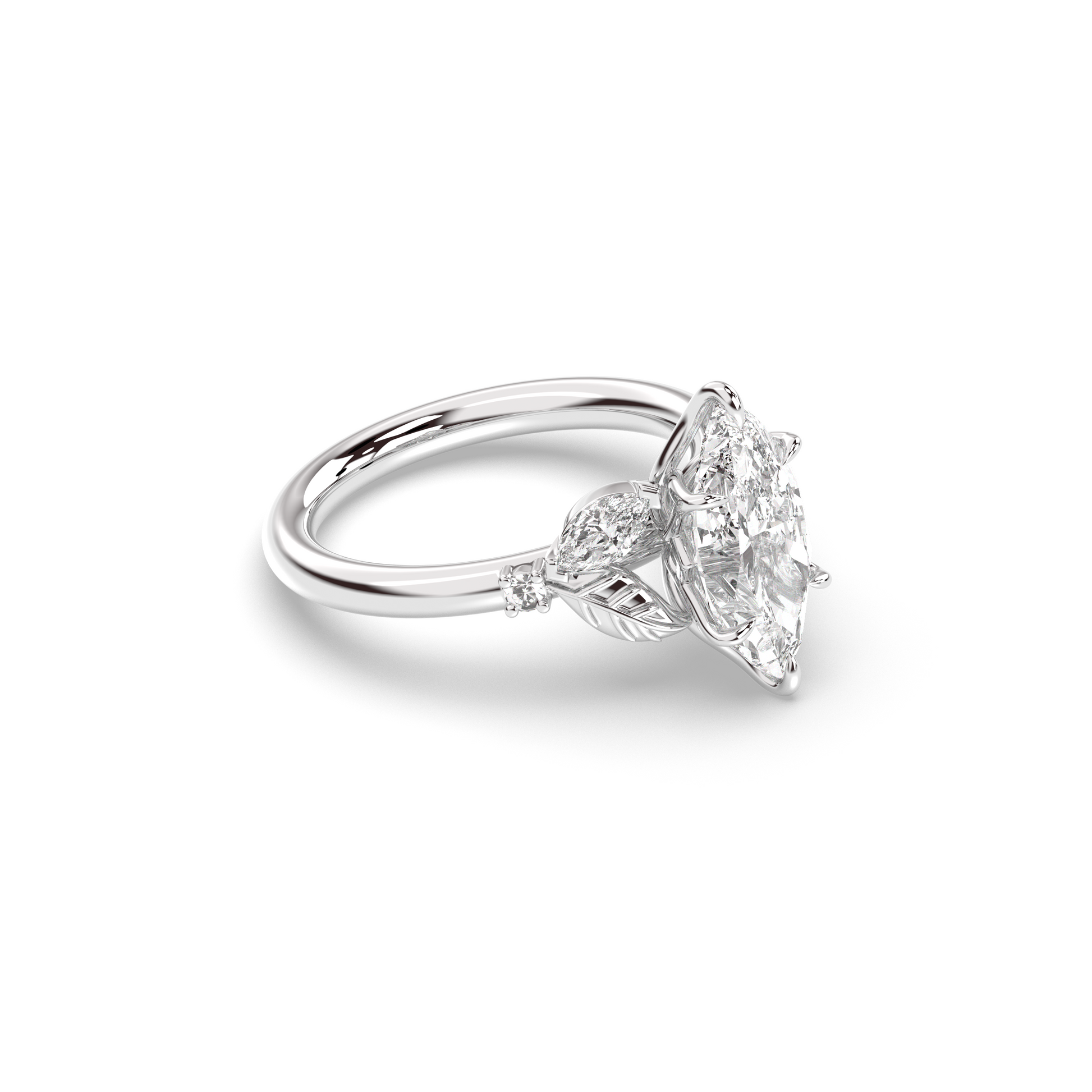 Marquise Shaped Three Stone Lab Grown Diamond Engagement Ring