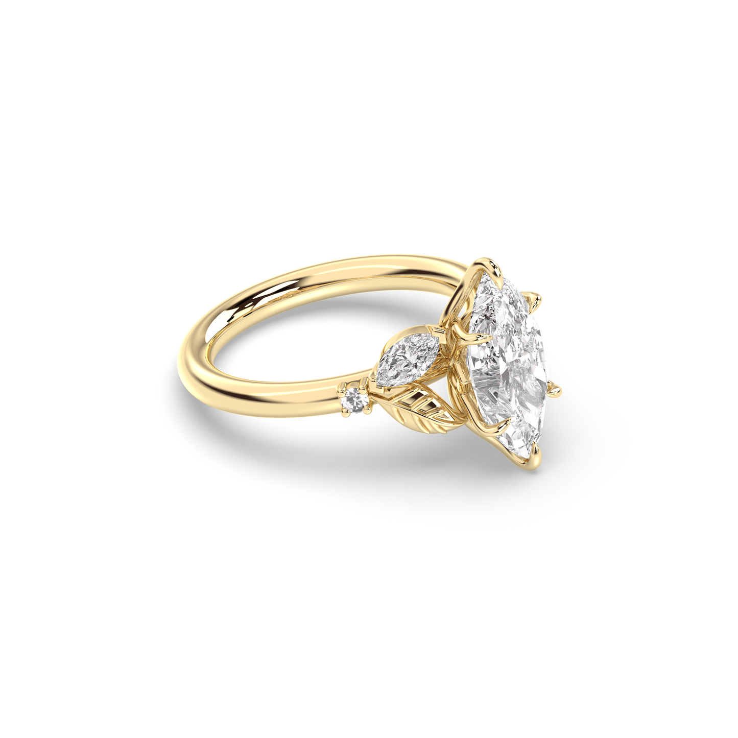 Marquise Shaped Three Stone Lab Grown Diamond Engagement Ring