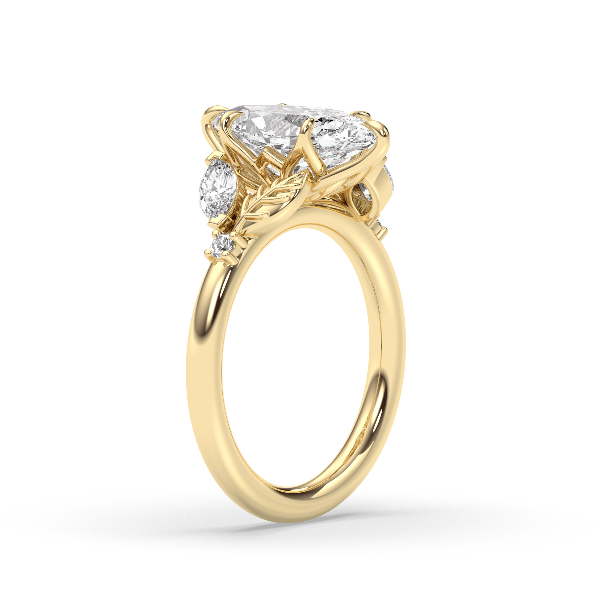 Marquise Shaped Three Stone Lab Grown Diamond Engagement Ring