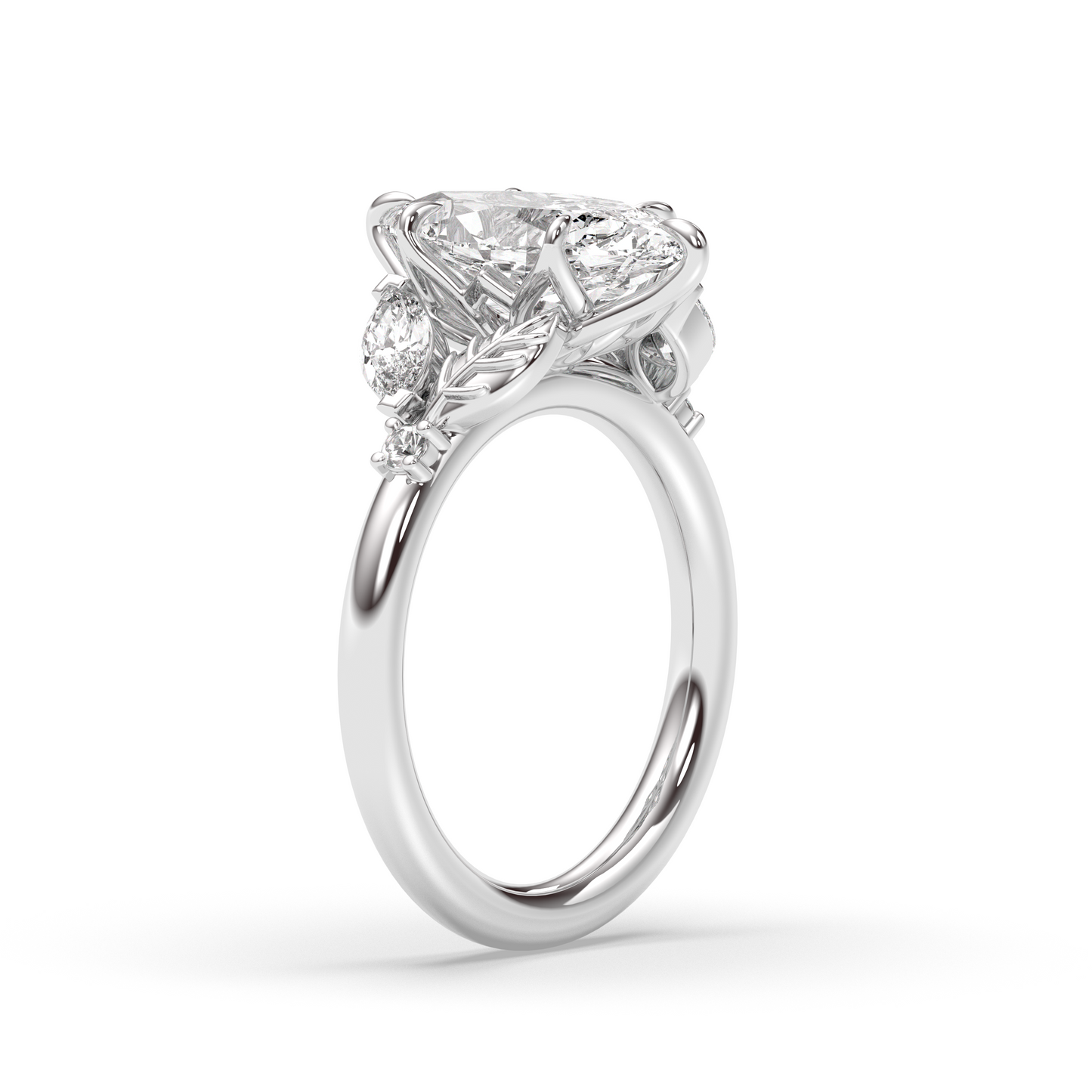 Marquise Shaped Three Stone Lab Grown Diamond Engagement Ring