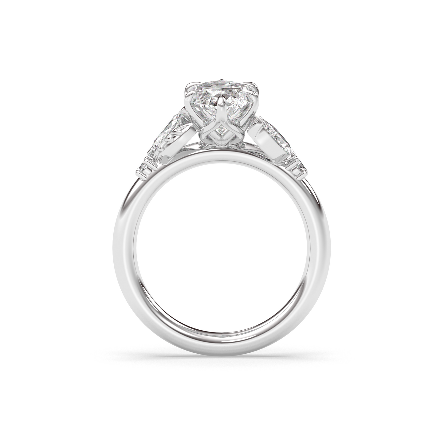 Marquise Shaped Three Stone Lab Grown Diamond Engagement Ring
