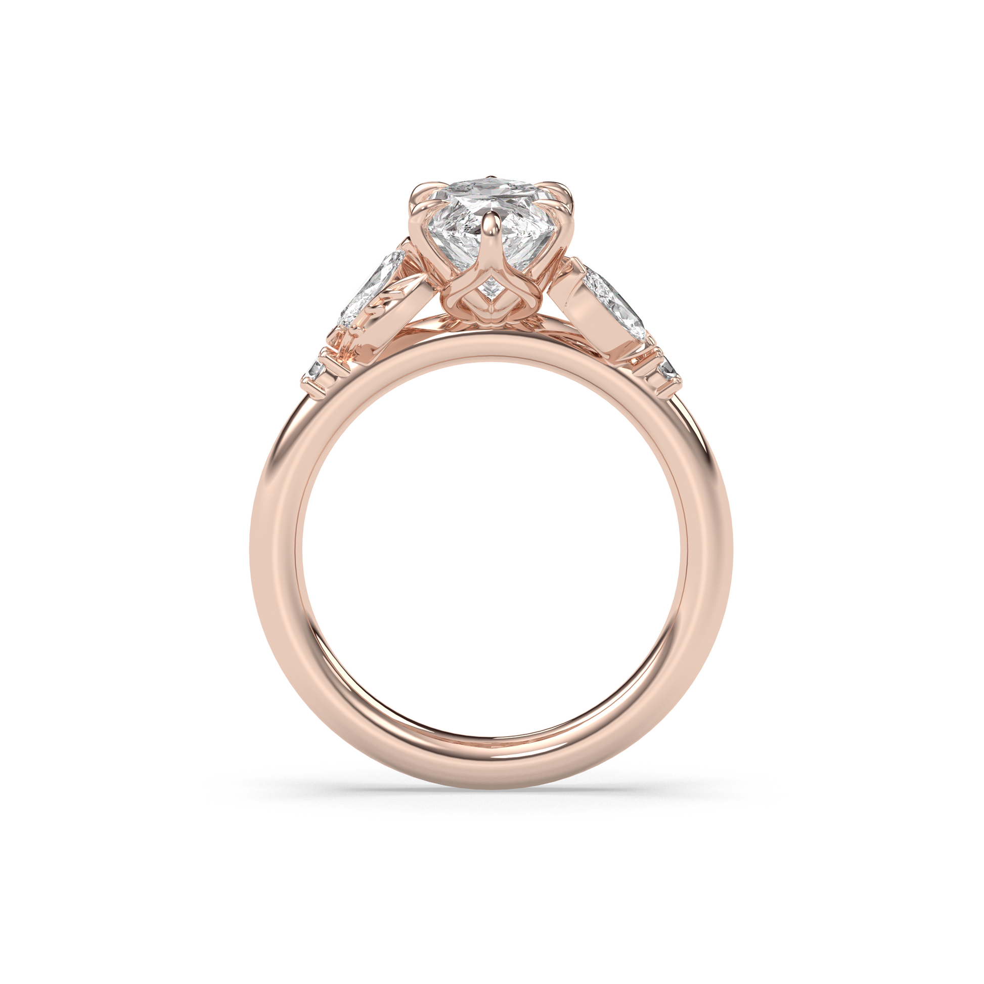 Marquise Shaped Three Stone Lab Grown Diamond Engagement Ring