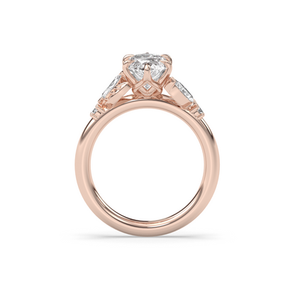 Marquise Shaped Three Stone Lab Grown Diamond Engagement Ring