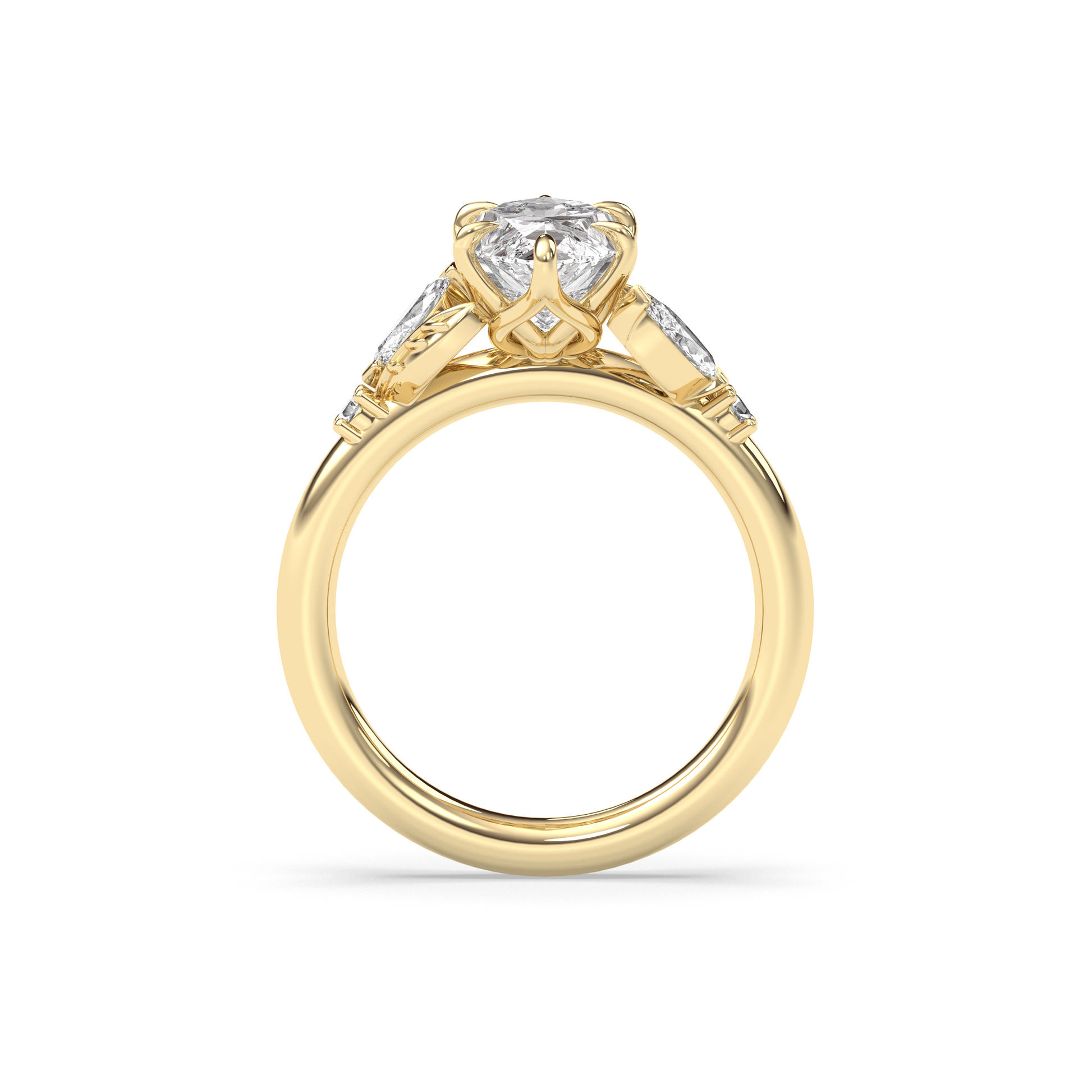 Marquise Shaped Three Stone Lab Grown Diamond Engagement Ring