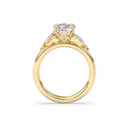 Marquise Shaped Three Stone Lab Grown Diamond Engagement Ring