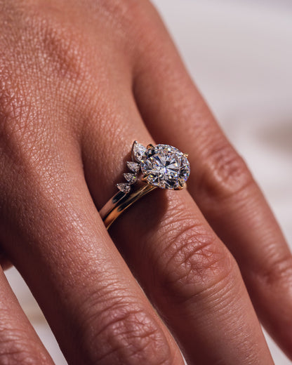 0.34 CT Pear Shaped Cluster Style Moissanite Wedding Band