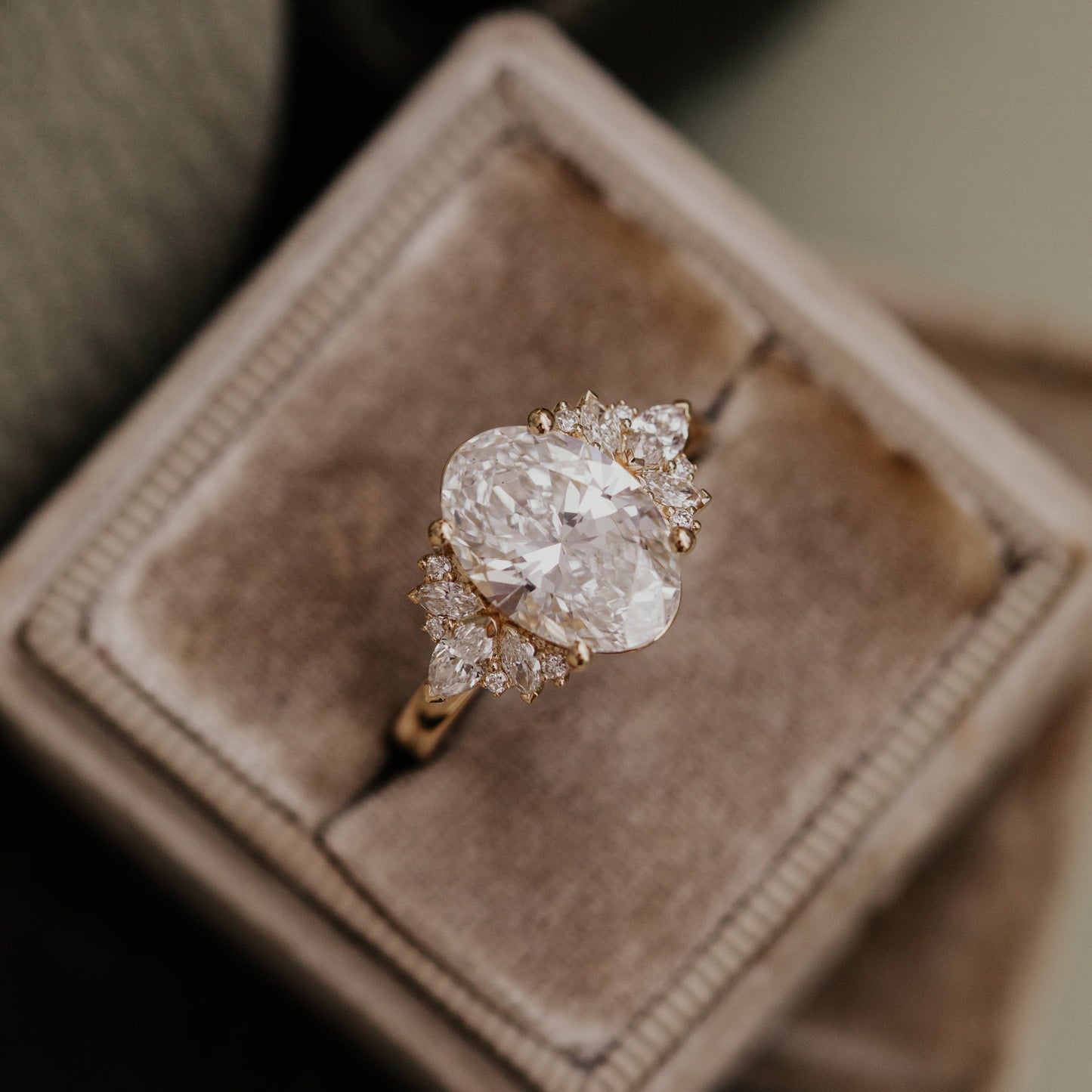 Marquise Shaped Three Stone Lab Grown Diamond Engagement Ring