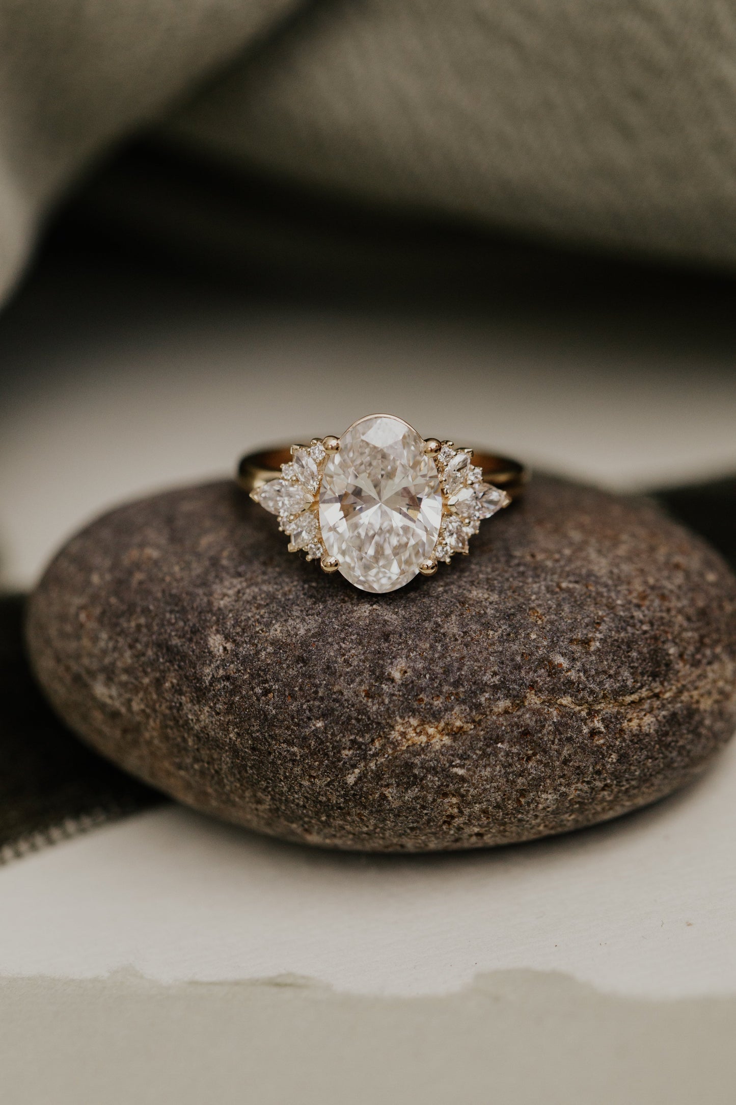 Marquise Shaped Three Stone Lab Grown Diamond Engagement Ring