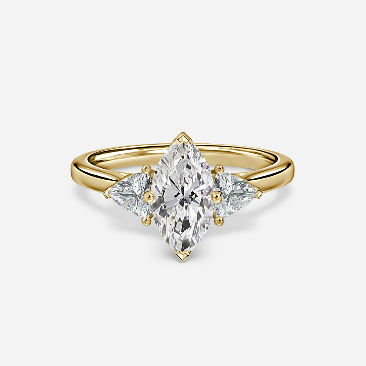 Marquise Shaped Three Stone Lab Grown Diamond Engagement Ring