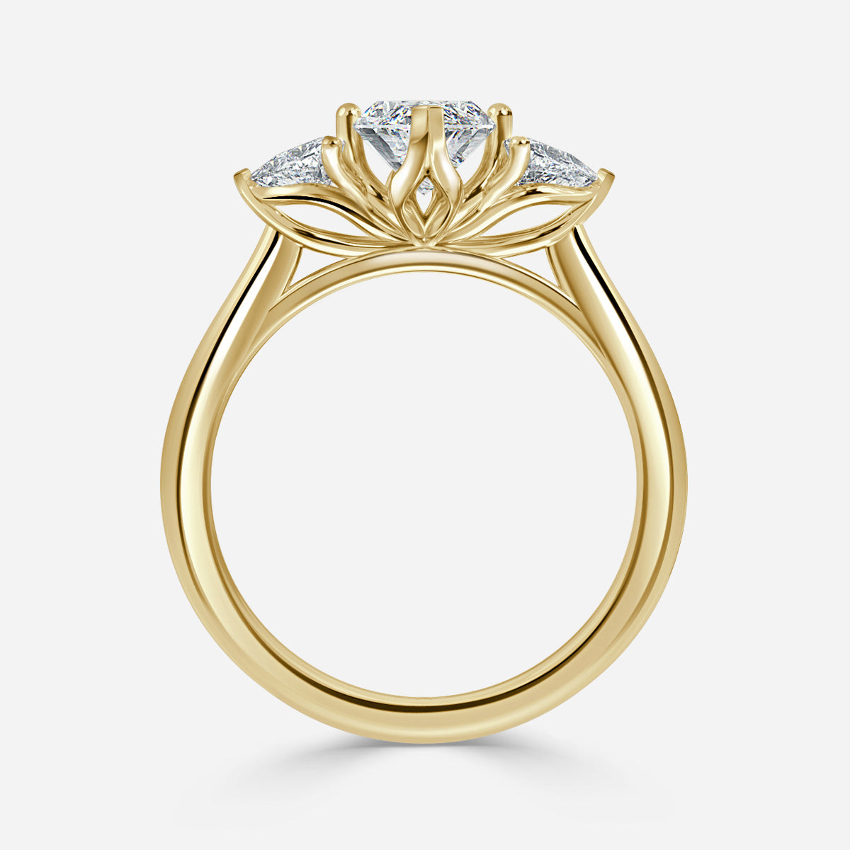 Marquise Shaped Three Stone Lab Grown Diamond Engagement Ring