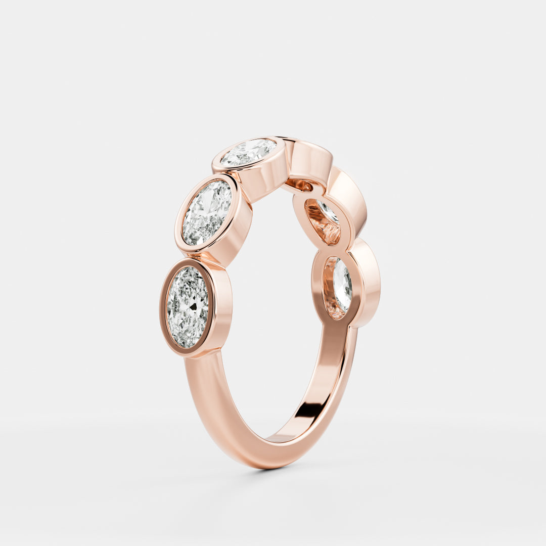 0.25 TCW Round Shaped Half Eternity Lab Grown Diamond Wedding Band