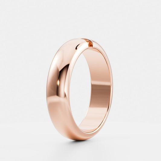 Round Tension Set Men's Gold Wedding Band