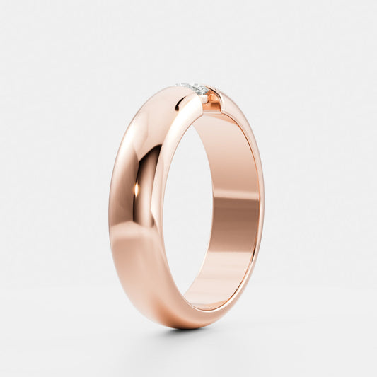 Round Tension Set Men's Gold Wedding Band