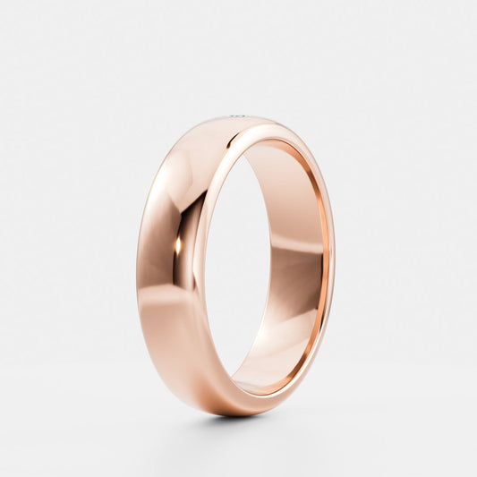 Round Brilliant Inlay Comfort Fit  Men's Gold Wedding Band