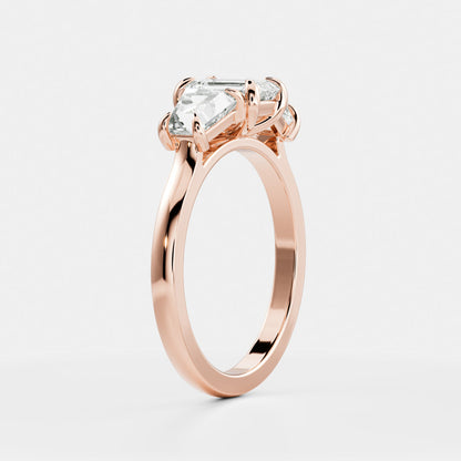 Stunning 1.0-2.0 CT Emerald Moissanite Engagement Ring with Three Stone Design