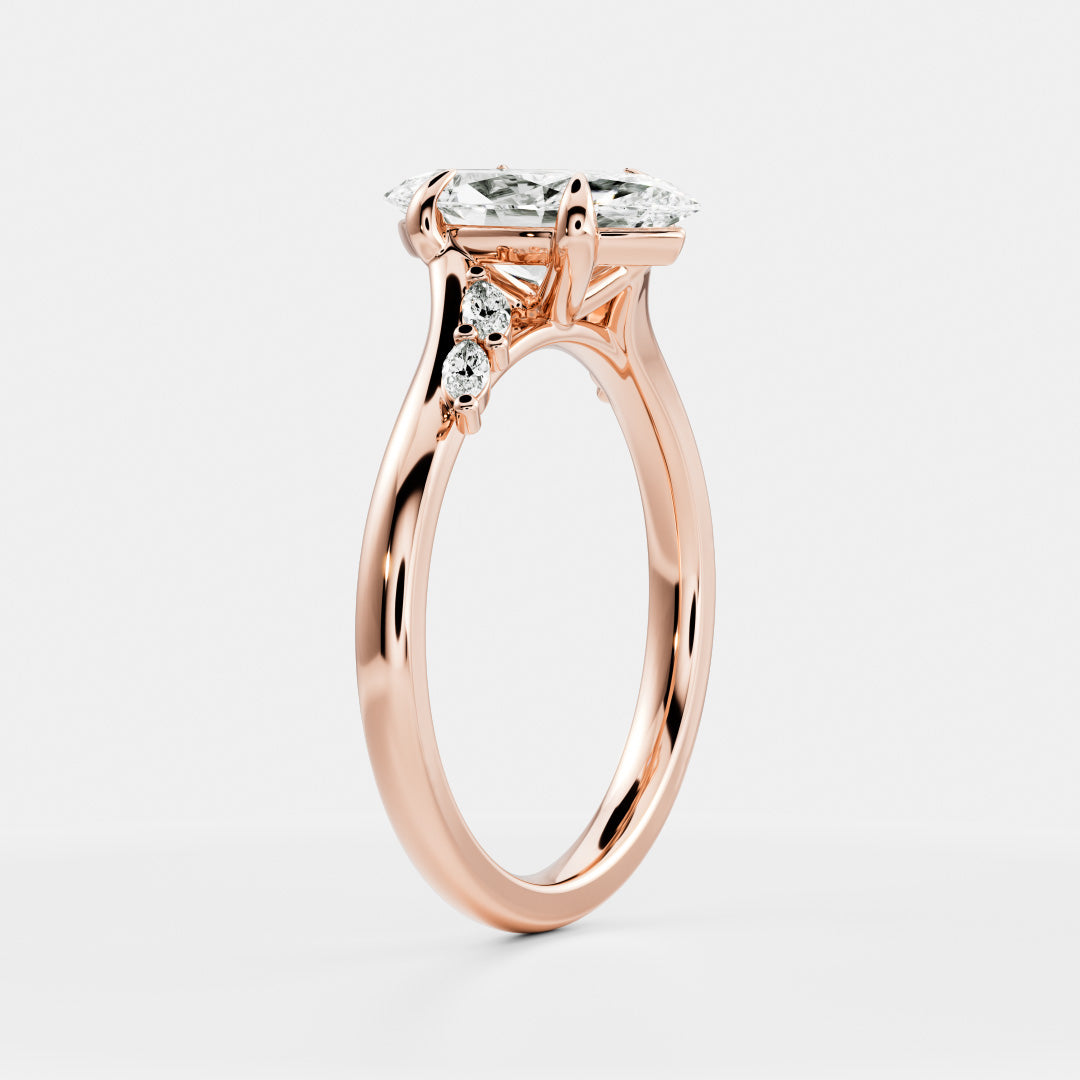 Marquise Cut Cluster Styled Lab Grown Diamond Engagement Ring