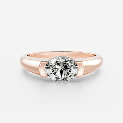 Oval Half Bezel Signet Men's Gold Wedding Band
