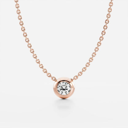 0.50 CT Round Moissanite Diamond Bezel Pendant Necklace in Solid Gold