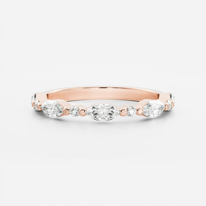 Stunning 0.20 CT Round & Marquise Moissanite Stones Alternative Diamond Wedding Bands