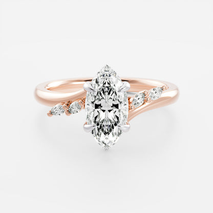 Stunning 1.5-2.5 CT Marquise Moissanite Engagement Ring with Cluster Design
