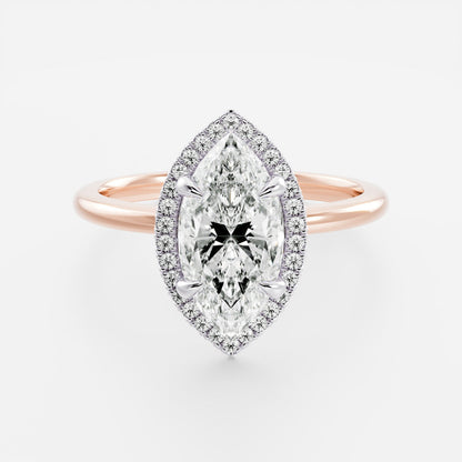 Stunning 1.5-2.5 CT Marquise Moissanite Engagement Ring with Halo Design