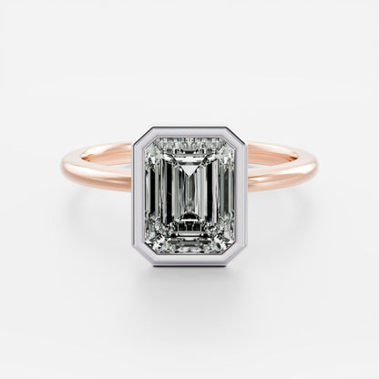 Stunning 1.0-2.0 CT Emerald Moissanite Engagement Ring with Bezel Design