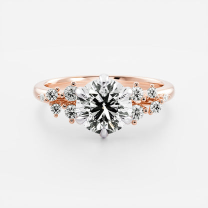 Stunning 1.0-3.0 CT Round Moissanite Engagement Ring with Cluster Pave Design