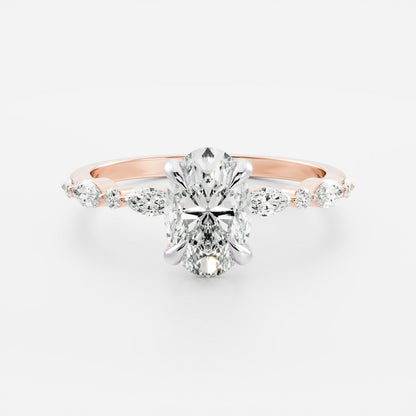Stunning 1.5-2.5 CT Oval Moissanite Engagement Ring with Pave Design