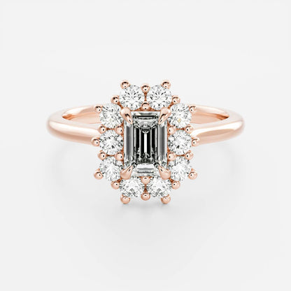 Stunning 1.5-2.5 CT Emerald Moissanite Engagement Ring with Halo Design