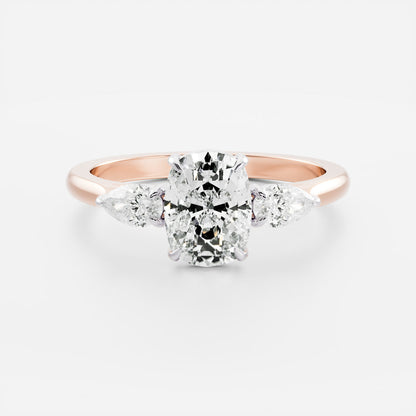 Stunning 1.0-2.0 CT Elongated Cushion Moissanite Engagement Ring with Three Stone Design
