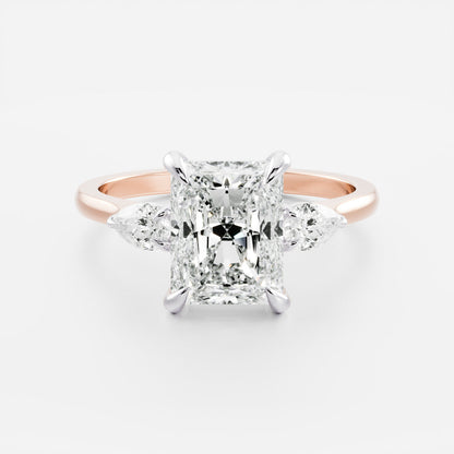 Stunning 1.0-2.0 CT Radiant Moissanite Engagement Ring with Three Stone Design