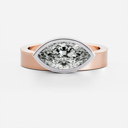 Stunning 1.5-2.5 CT Marquise Moissanite Engagement Ring with Bezel Design