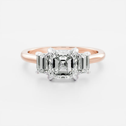 Stunning 1.5-2.5 CT Asscher Moissanite Engagement Ring with Three Stone Design