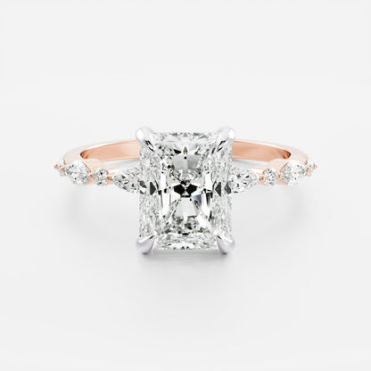 Stunning 1.0-2.0 CT Radiant Moissanite Engagement Ring with Pave Design