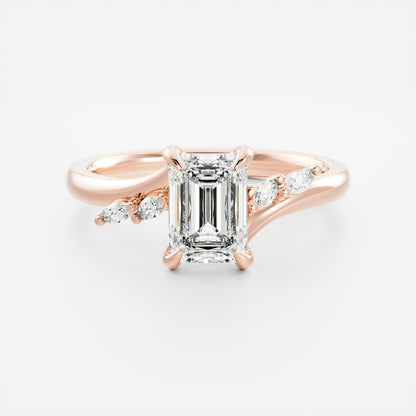 Stunning 1.0-3.0 CT Emerald Moissanite Engagement Ring with Cluster Design