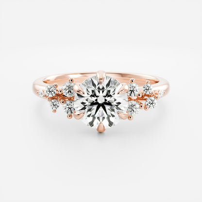 Stunning 1.0-3.0 CT Round Moissanite Engagement Ring with Cluster Pave Design