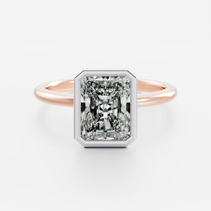 Stunning 1.0-2.0 CT Radiant Moissanite Engagement Ring with Bezel Design