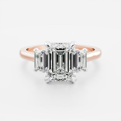 Stunning 2.0-3.0 Emerald Moissanite Engagement Ring with Three Stone Design