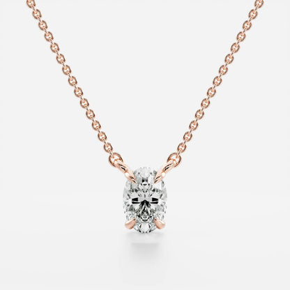 0.50 CT Oval Moissanite Diamond Solitaire Necklace in Solid Gold