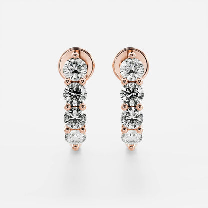 1.0 TCW Round Cut Moissanite Hoops Earrings in Gold
