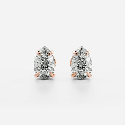 0.50 TCW Pear Cut Moissanite Stud Earrings in Gold