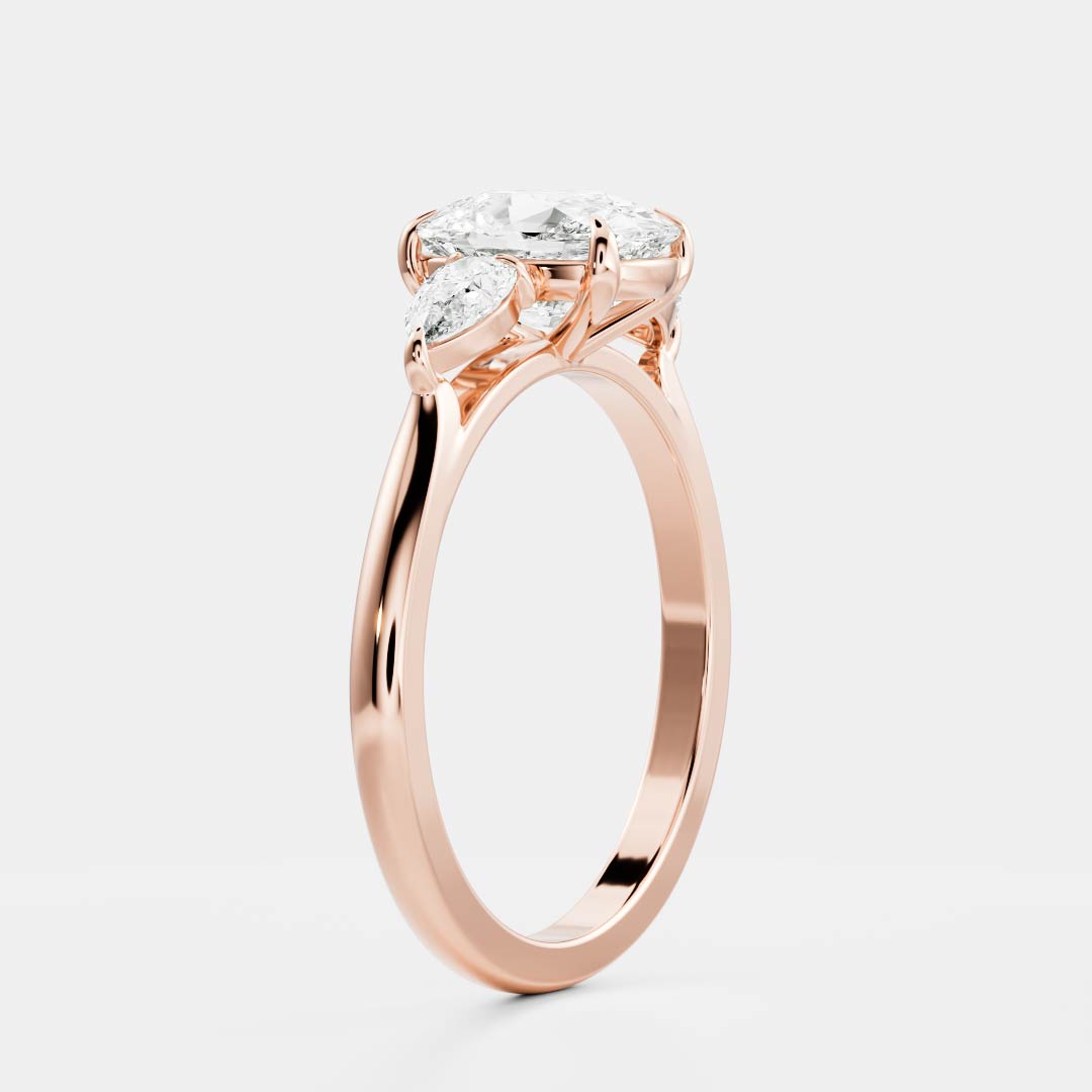 Marquise Cut Cluster Styled Lab Grown Diamond Engagement Ring