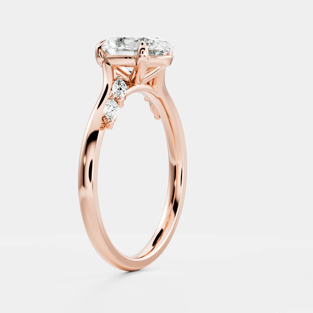 Marquise Cut Cluster Styled Lab Grown Diamond Engagement Ring