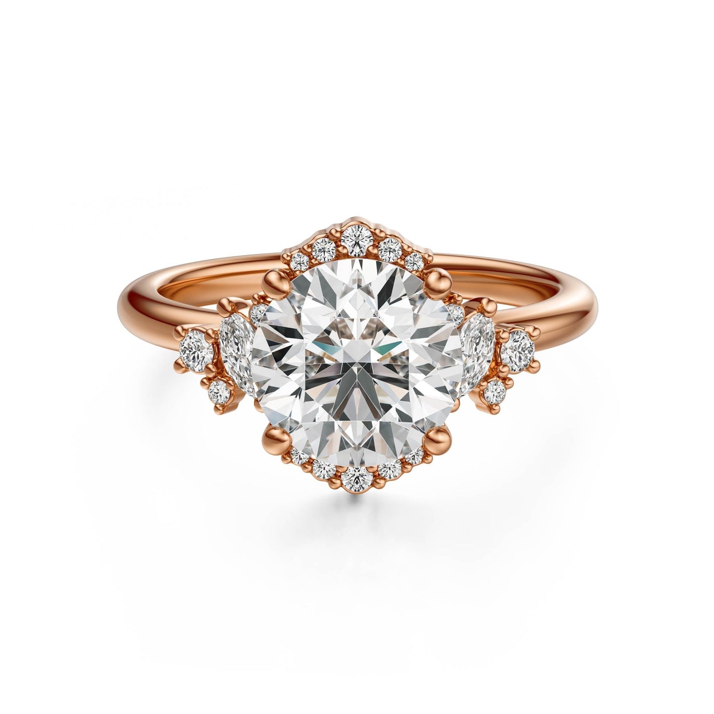 Marquise Shaped Three Stone Lab Grown Diamond Engagement Ring