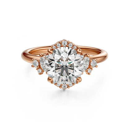 Marquise Shaped Three Stone Lab Grown Diamond Engagement Ring