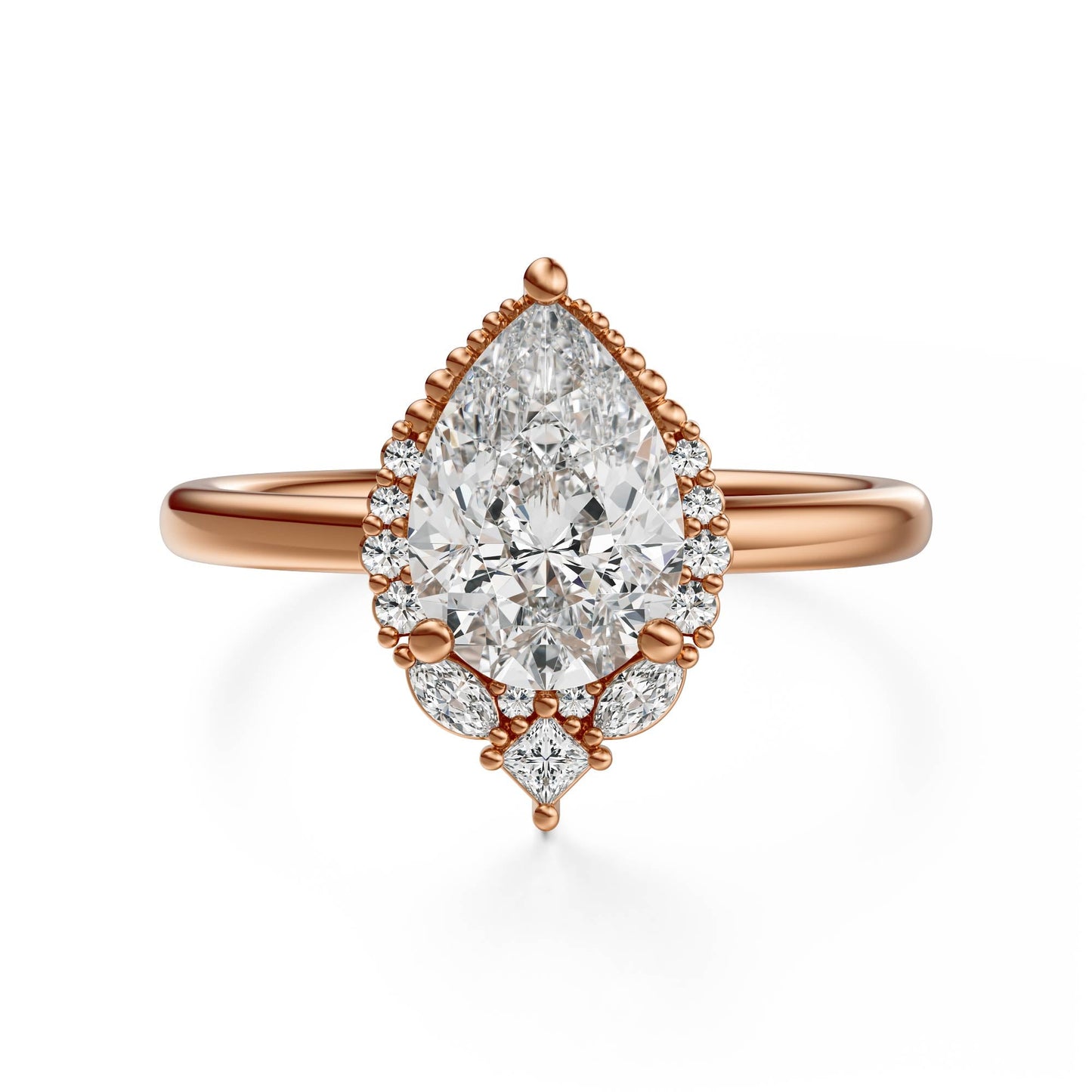 Marquise Shaped Three Stone Lab Grown Diamond Engagement Ring