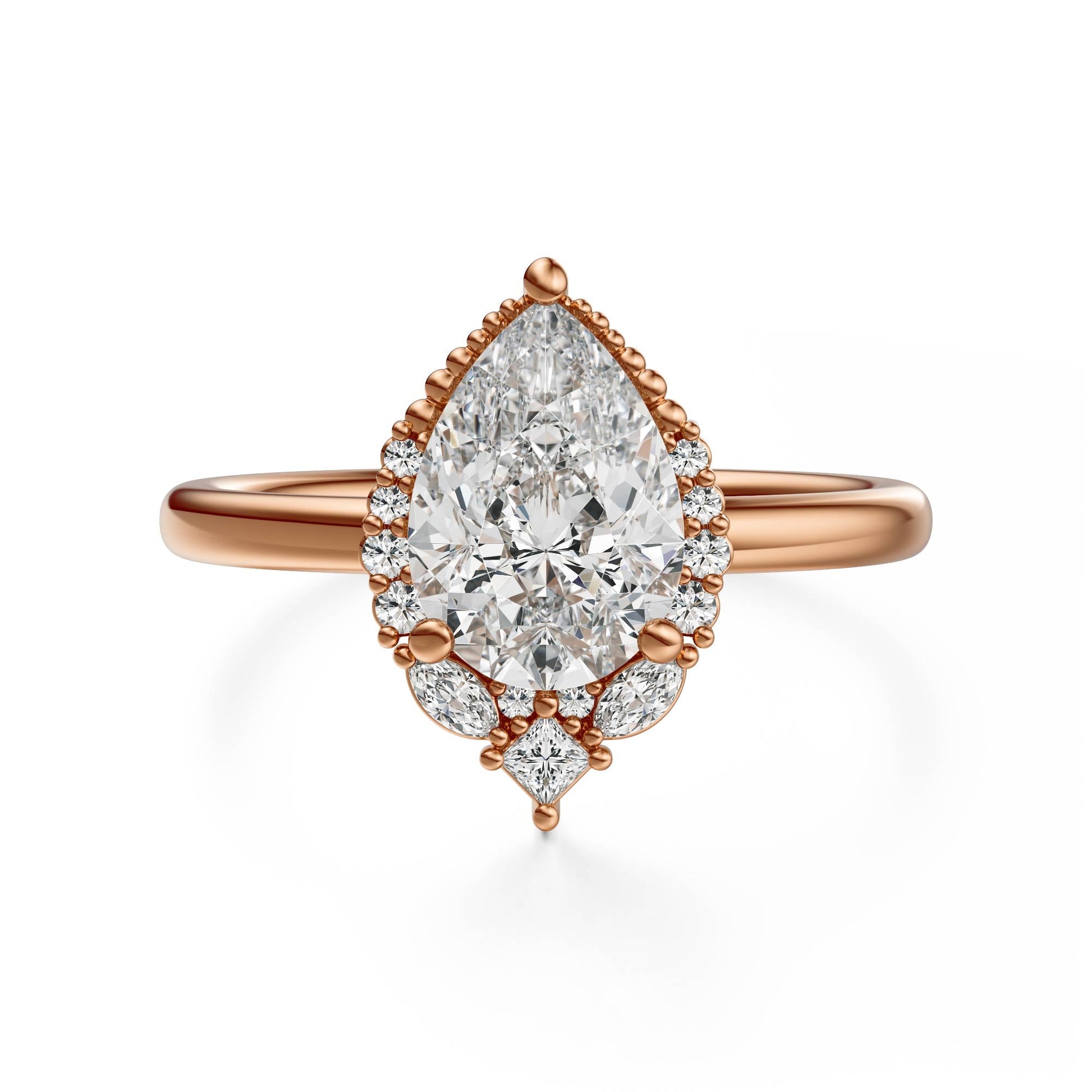 Marquise Shaped Three Stone Lab Grown Diamond Engagement Ring