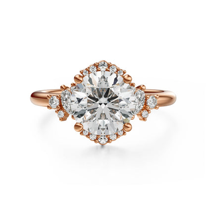 Marquise Shaped Three Stone Lab Grown Diamond Engagement Ring