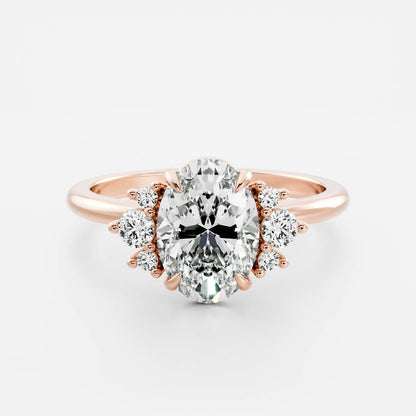 Marquise Cut Cluster Styled Lab Grown Diamond Engagement Ring